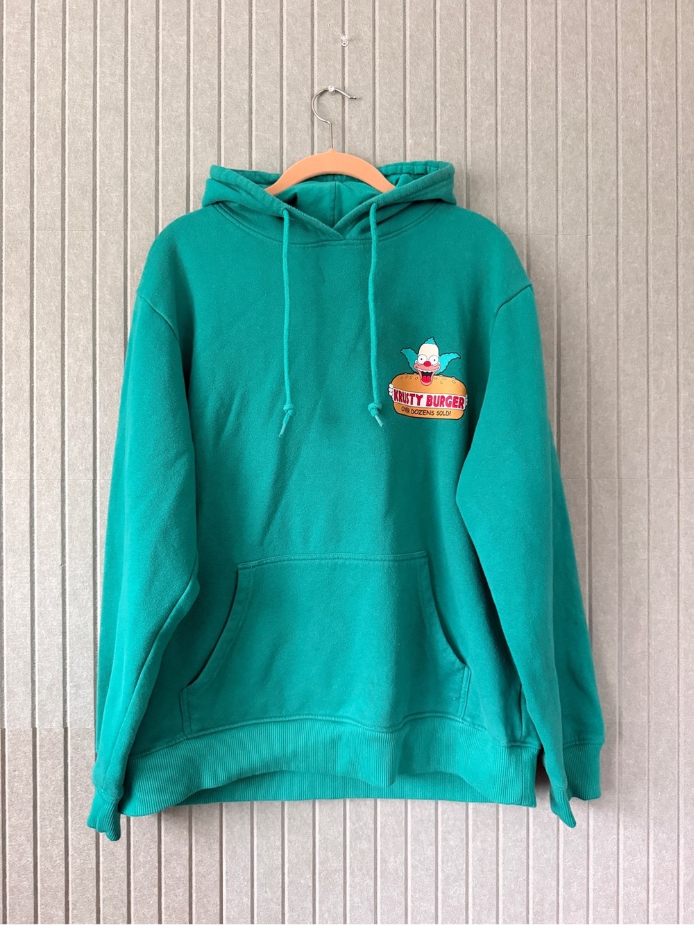 The Simpsons Krusty Burger Hoodie Green Krusty the Clown Graphic